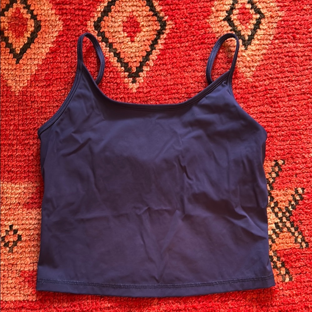 Blue Sleeveless Fitted Crop Camisole